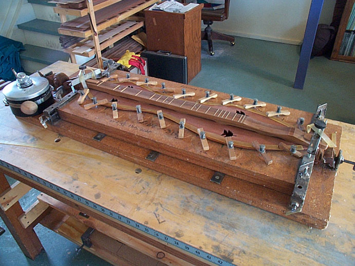 Dulcimer building jig during top glueing